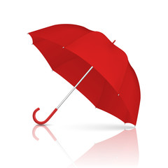 Vector 3d Realistic Render Red Blank Umbrella Icon Closeup Isolated on White Background. Design Template of Opened Parasol for Mock-up, Branding, Advertise etc. Front View