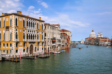 View of Grand Canal and Basilica di Santa Maria della Salute in Venice, Italy