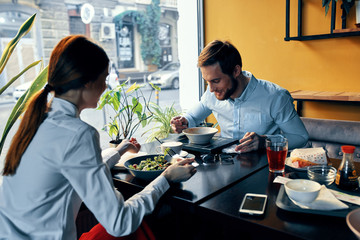 young couple in restaurant