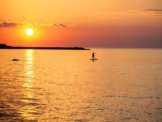 sub board sunset sea sun
