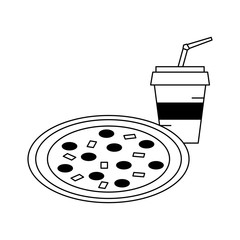 Pizza italian fast food with soda