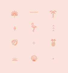 Summer geometric pattern.Trendy symbol collection for Web and App. © Oleksandra