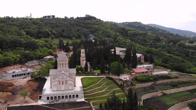 Aerial view on Bodbe Monastery, Georgia, Caucasus