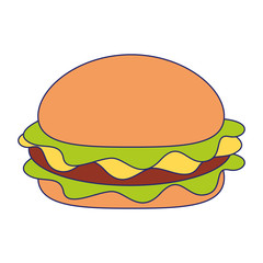 Fast food hamburger food symbol blue lines