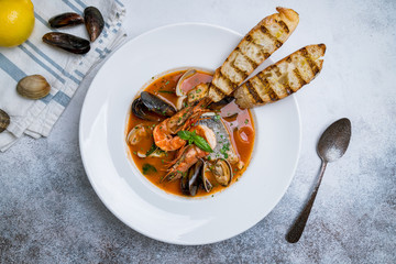tomato fish soup with seafood