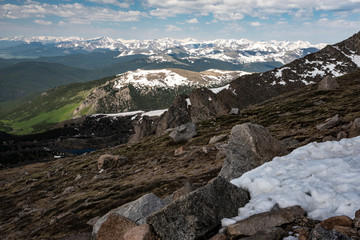 Scenic snow and ice melting on Mt. Evans, Colorado.