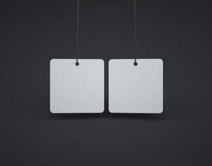 Label with bevel, two white sides with dark background. Mockup cardboard label.