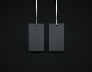Label two sides black color with dark background. Mockup cardboard label.