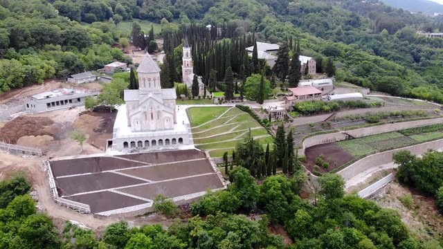 Aerial view on Bodbe Monastery, Georgia, Caucasus