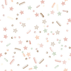 Sprinkle Cupcake Donut Topping. Seamless Pattern 