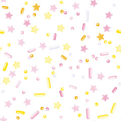 Sprinkle Cupcake Donut Topping. Seamless Pattern 