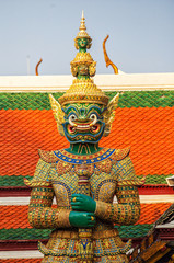 Fototapeta premium Demon Guardian at wat phra kaew.Temple of the Emerald Buddha, Bangkok, Thailand