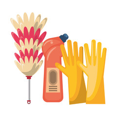 Set of cleaning equipment and products