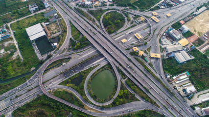 Aerial view intersection coty cross road