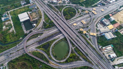 Aerial view intersection coty cross road