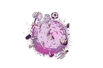 cartoon fighting war sport soccer smoke 