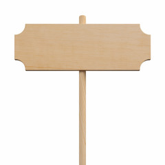 Wooden sign isolated on White Background. This has clipping path. illustration 3d rendering