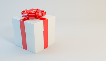 Gift box on white background illustration 3d rendering, Christmas, New Year
