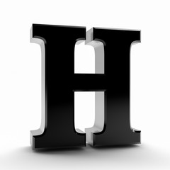 H alphabet black color word on white background illustration 3D rendering