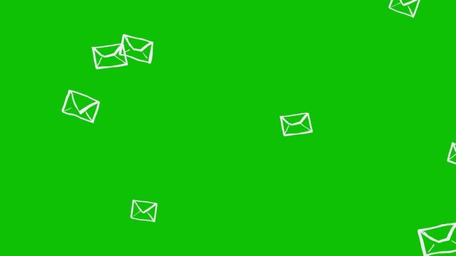 Falling Animated Letters On Green Background. Ideal For Your Email, Post And Communication Related Projects. High-Quality Seamless Animation. 4K, 60fps