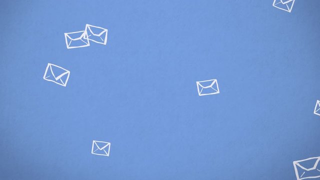 Falling Animated Letters On Blue Paper Texture. Ideal For Your Email, Post And Communication Related Projects. High-Quality Seamless Animation. 4K, 60fps