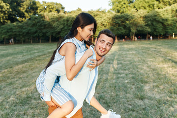 happy couple in the park