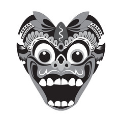 traditional mask illustration of a monkey with a white background