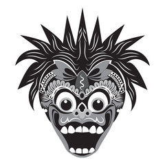 traditional mask illustration of a monkey with a white background