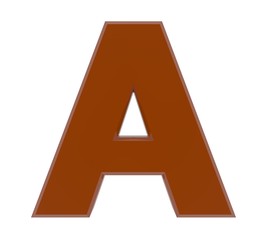 3d brown letter A collection on white background