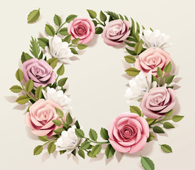 Pink paper rose wreath