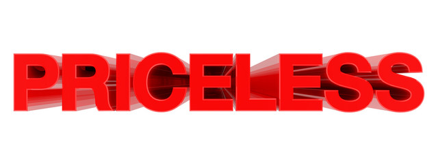 PRICELESS word on white background illustration 3D rendering