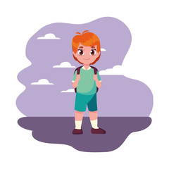 smiling school boy with backpack