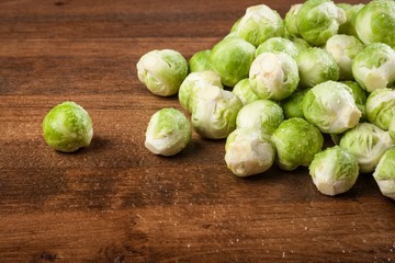 Brussel sprouts on a table