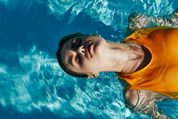 woman in swimming pool