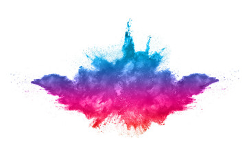 abstract powder splatted background. Colorful powder explosion on white background. Colored cloud....