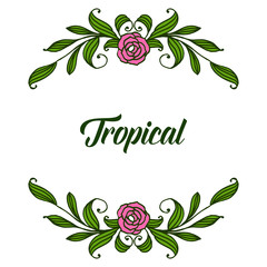 Abstract leaf wreath frame, summer tropical, place for text. Vector