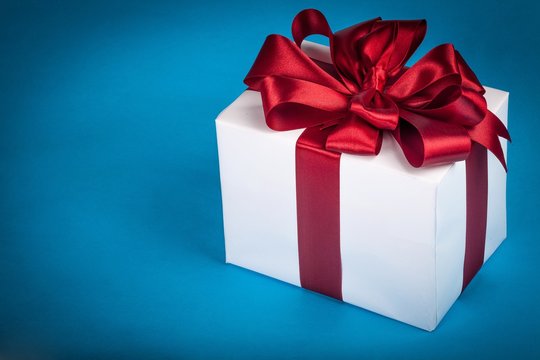 Wrapped Gitf on Blue Background