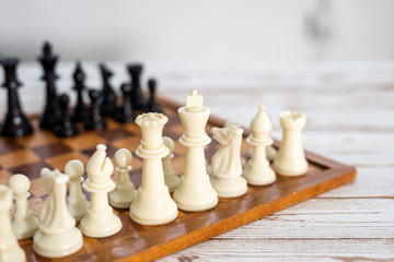 Chess Pieces, vintage color, shallow depth of field.