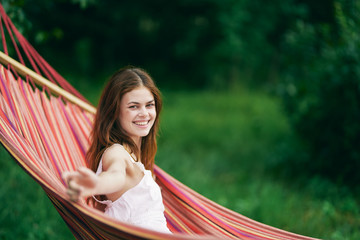 young woman in hammock