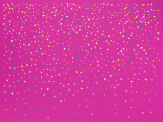 Magenta color background. Stars confetti. 