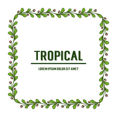 Elegant green leafy floral frame for banner tropical. Vector