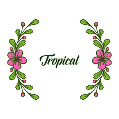 Frame flower and leaves circular for style of card tropical. Vector