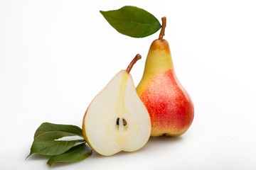 Whole and Half Yellow and Red Pear