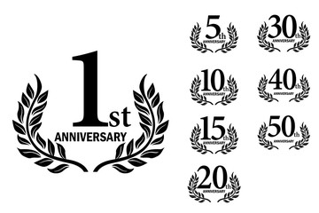 月桂樹をモチーフにしたアニバーサリーのロゴ 10周年 月桂冠 10th Anniversary Wall Mural Globeds
