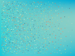 Cyan color background. Stars confetti. 