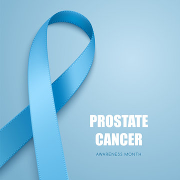 Realistic light blue ribbon. Symbol of men's health, Addisons disease, prostate cancer, thyroid disease awareness