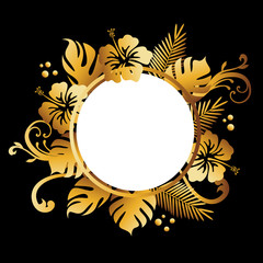 vector background of golden hibiscus