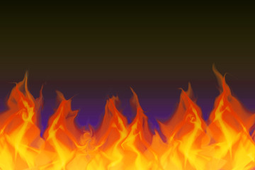 Illustration of flame. black background.  炎のイラスト　黒背景	