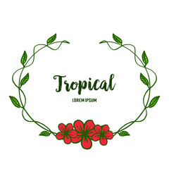 Design card tropical, shape circular leaf flower frame with space for text. Vector