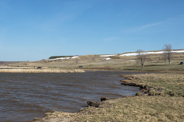 Spring lake on a windy day